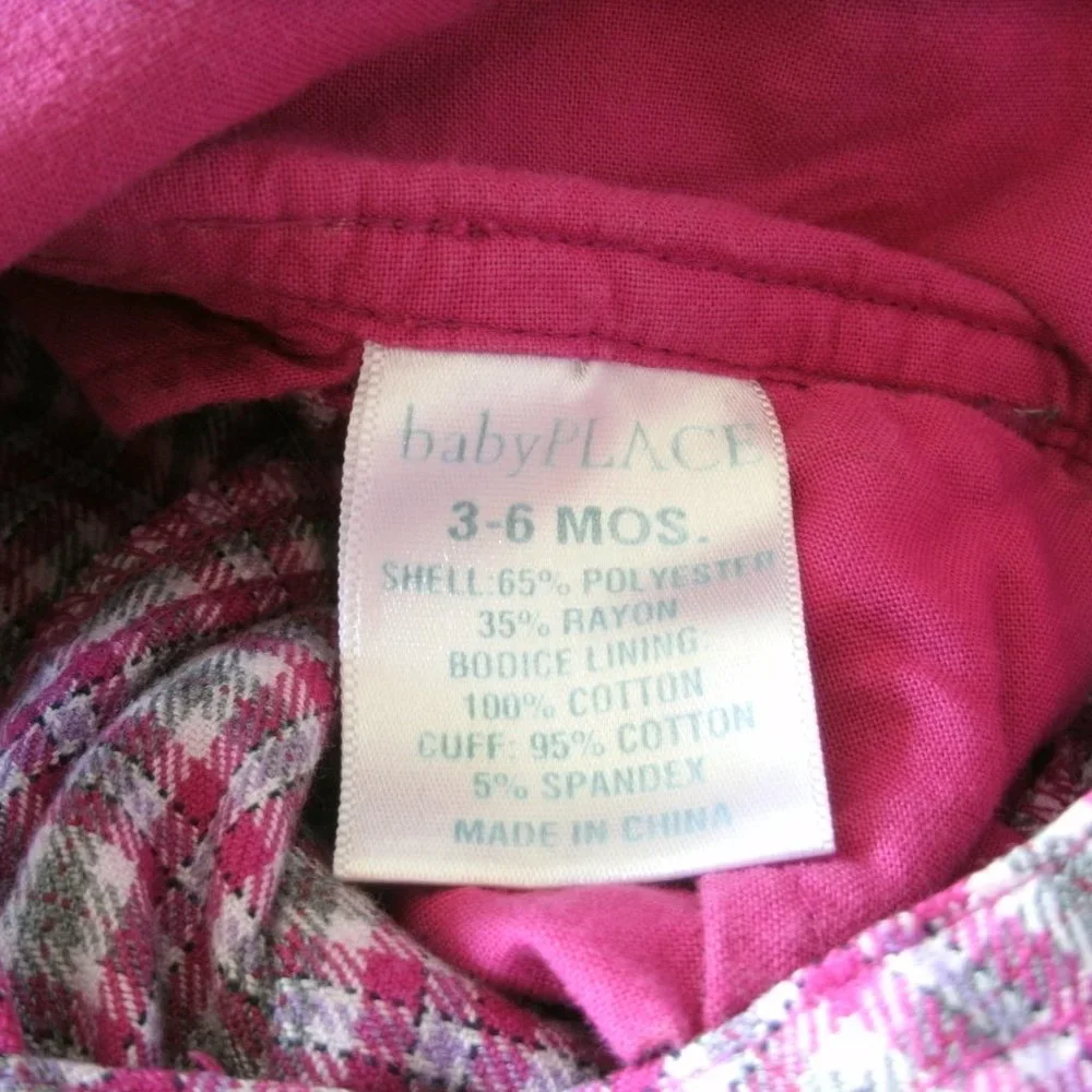 Vintage Baby Place Girls Overalls Pink Flowers Embroidered 3-6 Months